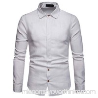 TAGGMY Men Shirts Business Long Sleeve Pure Color Spring Fashion Design Casual Slim Fit Button Tops Blouse T-Shirt White B07N657FCF